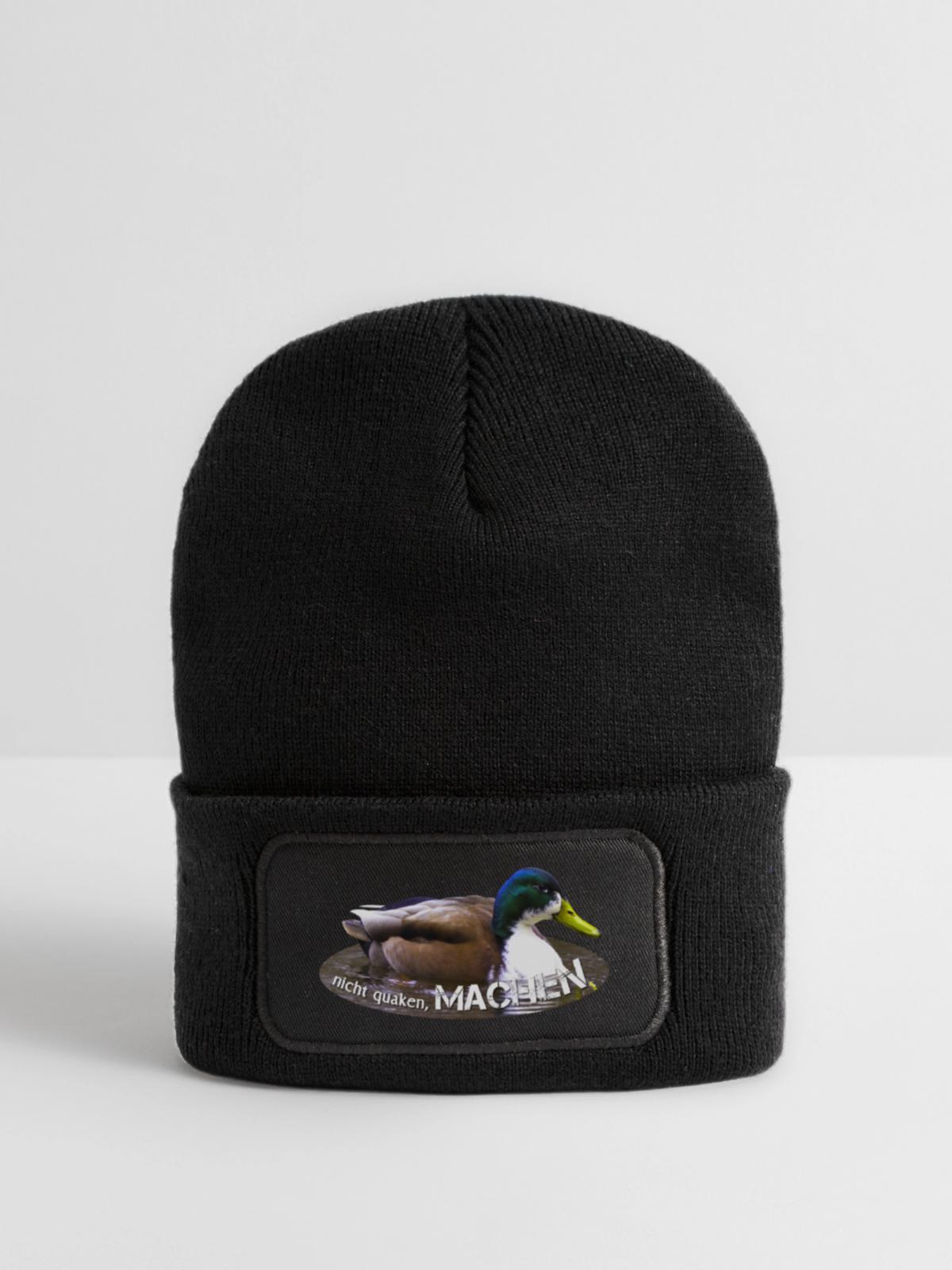 machen Macher einfach machen - Recycelte Patch Beanie - Schwarz - Vorne