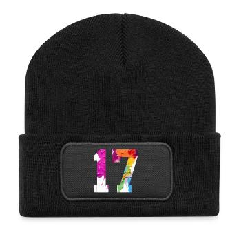 COLORED NUMBER 17 COLORFUL 17TH BIRTHDAY - Recycled Patch Beanie - black - Front