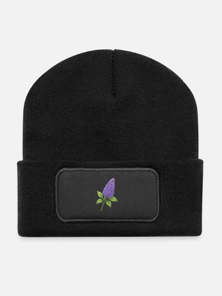 Fliederblüte – zarte Frühlingspracht - Recycelte Patch Beanie - Schwarz