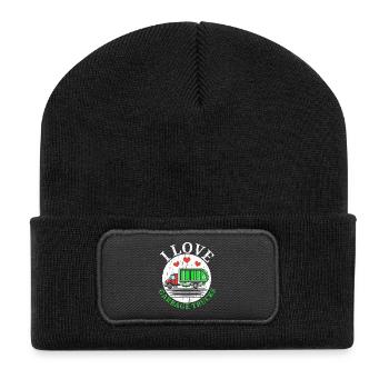 I Love Garbage Trucks Müllabfuhr Recycling - Recycelte Patch Beanie - Schwarz - Vorne