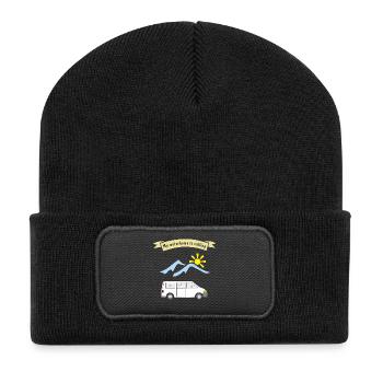 motorhome is calling - Recycelte Patch Beanie - Schwarz - Vorne