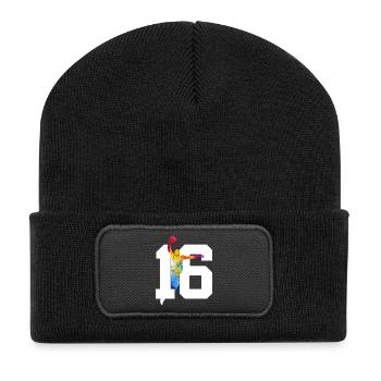 NUMBER 16 BASKETBALL 16TH BIRTHDAY - Recycled Patch Beanie - black - Front
