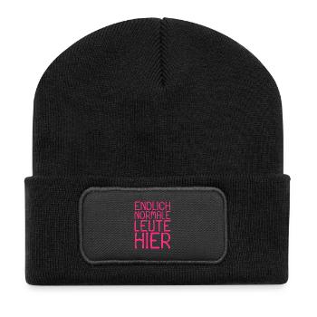 Normale Leute Lustiger Spruch lustig - Recycelte Patch Beanie - Schwarz - Vorne
