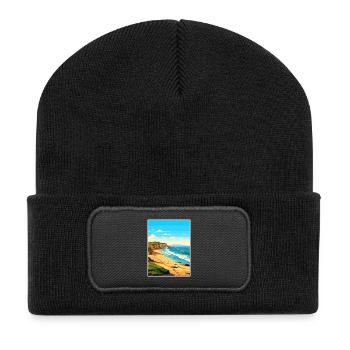Valdes Halbinsel Argentinien Vintage Reiseposter - Recycelte Patch Beanie - Schwarz - Vorne