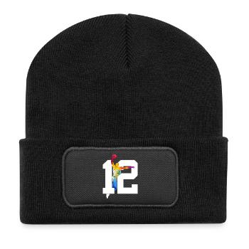 NUMBER 12 BASKETBALL 12TH BIRTHDAY - Recycled Patch Beanie - black - Front