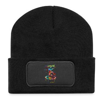 Hochfliegende Trampolin Turnerin - Recycelte Patch Beanie - Schwarz - Vorne