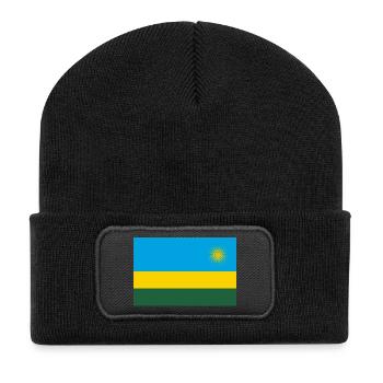 Ruanda – Flagge Sonnenaufgang blau-golden - Recycelte Patch Beanie - Schwarz - Vorne