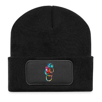 Sorgfältige Internistin Diagnostik - Recycelte Patch Beanie - Schwarz - Vorne