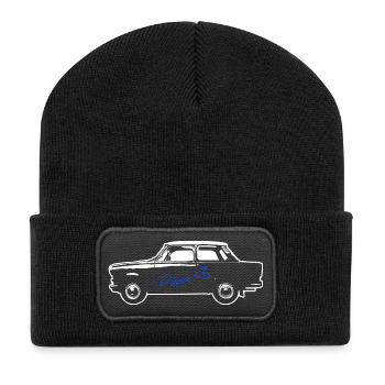 P601 Trabbi Ost Oldtimer - Auto fürs Herz - Recycelte Patch Beanie - Schwarz - Vorne