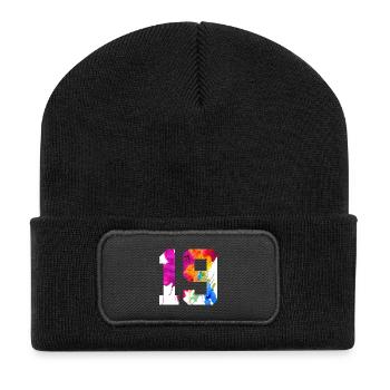 NUMMER 19 JAHRE ALT 19. GEBURTSTAG - Recycelte Patch Beanie - Schwarz - Vorne