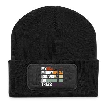 Mein Geld Wächst Auf Bäumen Vintage Tree Climb - Recycelte Patch Beanie - Schwarz - Vorne