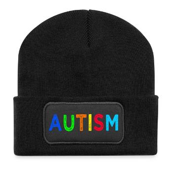 Regenbogen-Autismus: Eine Botschaft der Hoffnung - Recycelte Patch Beanie - Schwarz - Vorne