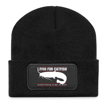 Je pêche le poisson-chat - tout le reste est un appât - Beanie recyclé à patch - noir - Devant