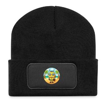 Biene Lustige Cartoon Sommer Strand Sonnenbrille - Recycelte Patch Beanie - Schwarz - Vorne