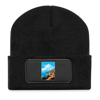 Elba Italy Vintage Travel Poster Souvenir Souvenir - Recycled Patch Beanie - black - Front