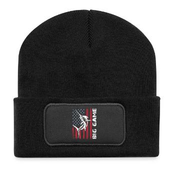 Marlin sauteur avec drapeau américain Pêche en haute mer - Beanie recyclé à patch - noir - Devant
