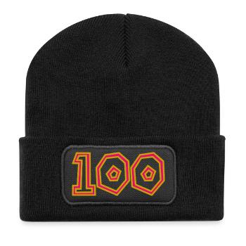 100. 100 JAHRE. 100-JÄHRIGES JUBILÄUM. 100. GEBURTSTAG - Recycelte Patch Beanie - Schwarz - Vorne