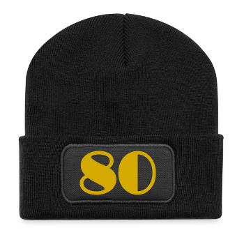 80. 80 ANS. 80e ANNIVERSAIRE. ANNIVERSAIRE 80 ANS. - Beanie recyclé à patch - noir - Devant