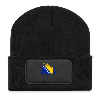 Bosnien Flagge Fleckendesign - Recycelte Patch Beanie - Schwarz - Vorne