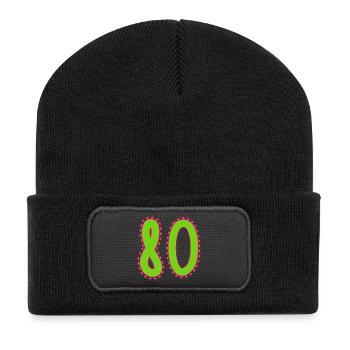 80. 80 ANS. 80e ANNIVERSAIRE. ANNIVERSAIRE 80 ANS. - Beanie recyclé à patch - noir - Devant