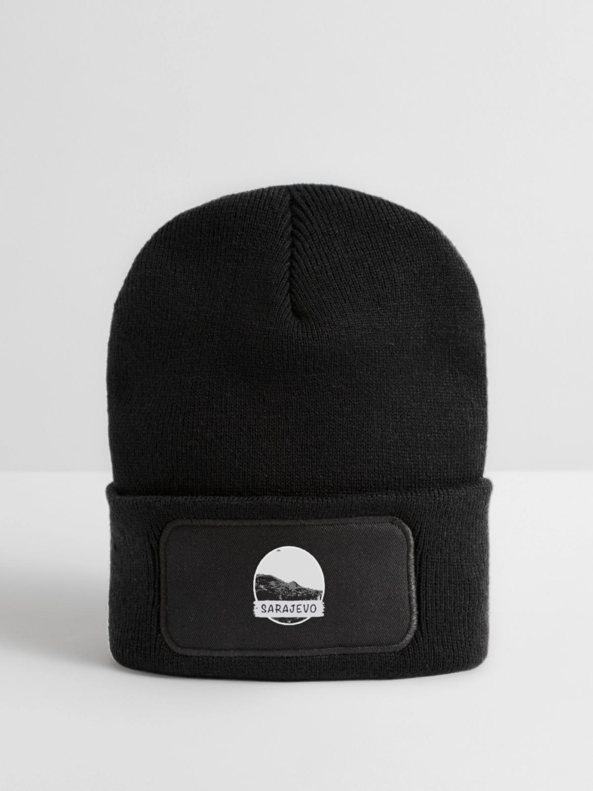 Sarajevo City - Recycelte Patch Beanie - Schwarz - Vorne