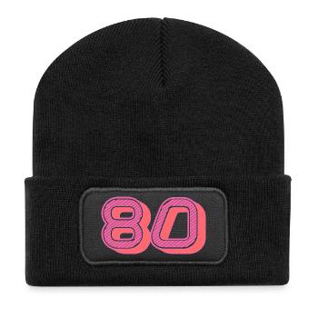 80. 80 JAHRE. 80. JAHRESTAG. 80-JÄHRIGES JUBILÄUM. - Recycelte Patch Beanie - Schwarz - Vorne
