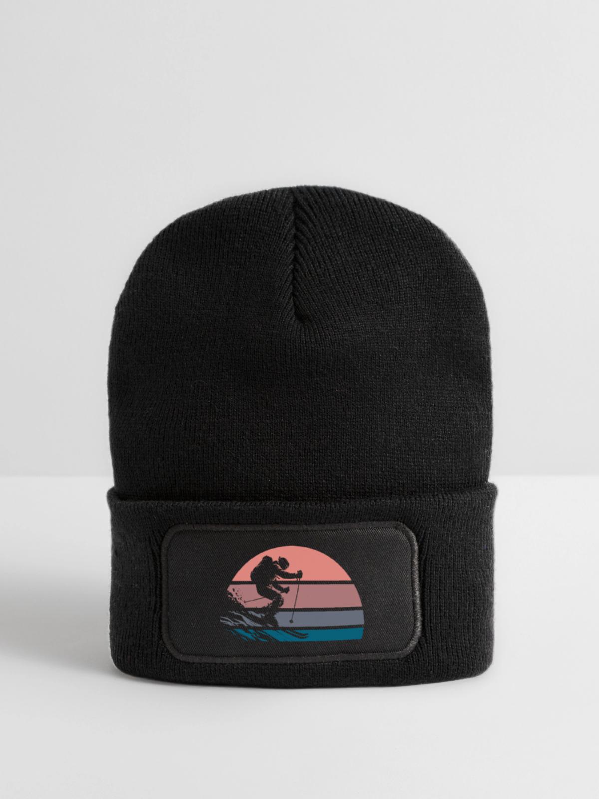 Powderday - Recycelte Patch Beanie - Schwarz - Vorne