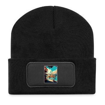 Thessaloniki Griechenland Dekoration Reiseposter - Recycelte Patch Beanie - Schwarz - Vorne