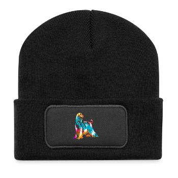 Geschmeidiger Windhund Rennsport - Recycelte Patch Beanie - Schwarz - Vorne
