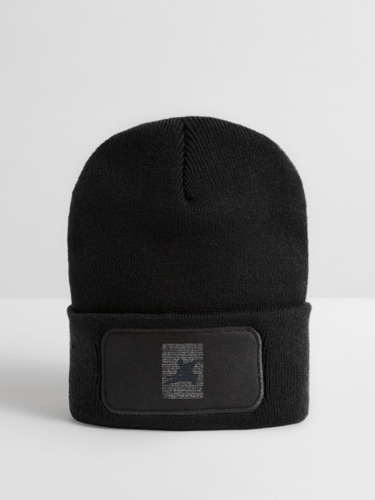 Tai Chi Geschenk - Recycelte Patch Beanie - Schwarz - Vorne