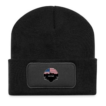Jackson Mississippi USA Flagge Skyline Silhouette Tr - Recycelte Patch Beanie - Schwarz - Vorne