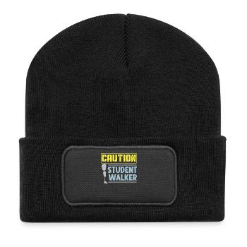 Vorsicht Student Walker Amputierter Amputierter Ch - Recycelte Patch Beanie - Schwarz - Vorne