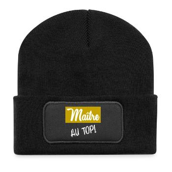 MEISTER. MEISTER. VIELEN DANK. DANKE, MEISTER - Recycelte Patch Beanie - Schwarz - Vorne