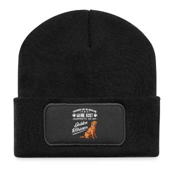 Mine Just Be My Golden Retriever - Recycelte Patch Beanie - Schwarz - Vorne