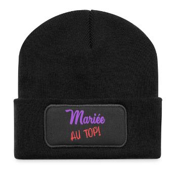 HOCHZEIT - Recycelte Patch Beanie - Schwarz - Vorne