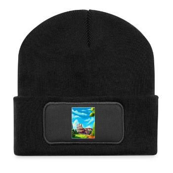 Rom Italien Vintage Reiseplakat Souvenir Souvenir - Recycelte Patch Beanie - Schwarz - Vorne