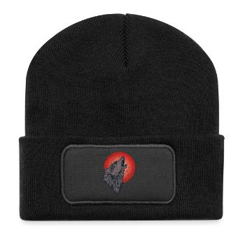 Howling wolf, full moon - Recycled Patch Beanie - black - Front