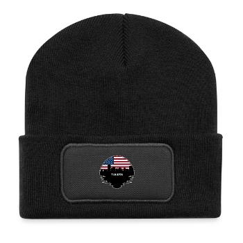 Toledo Ohio USA Flagge Skyline Silhouette Reisen - Recycelte Patch Beanie - Schwarz - Vorne