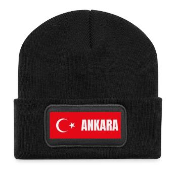 Ankara City in türkischer Flagge - Recycelte Patch Beanie - Schwarz - Vorne