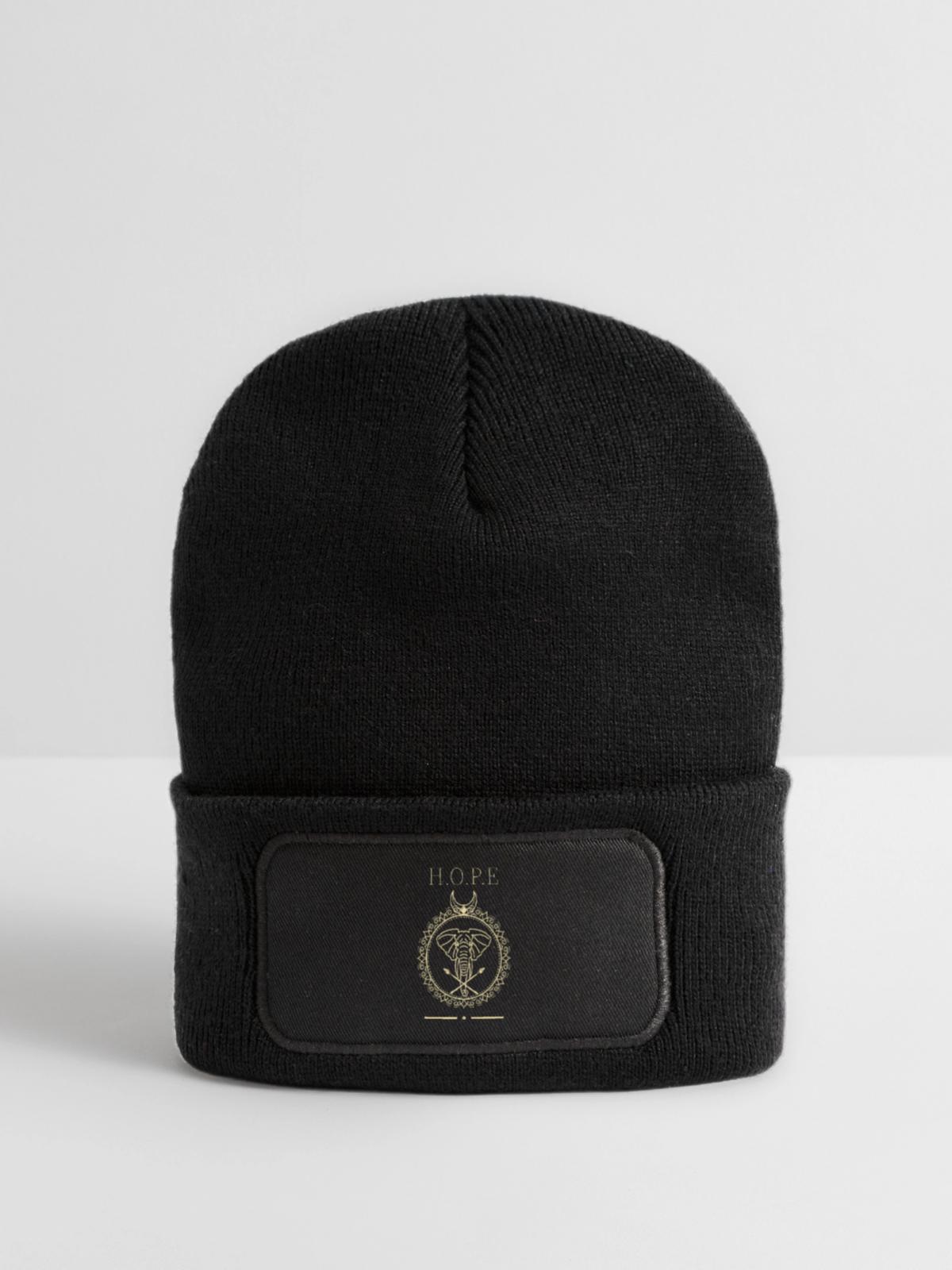 H.O.P.E - Recycelte Patch Beanie - Schwarz - Vorne