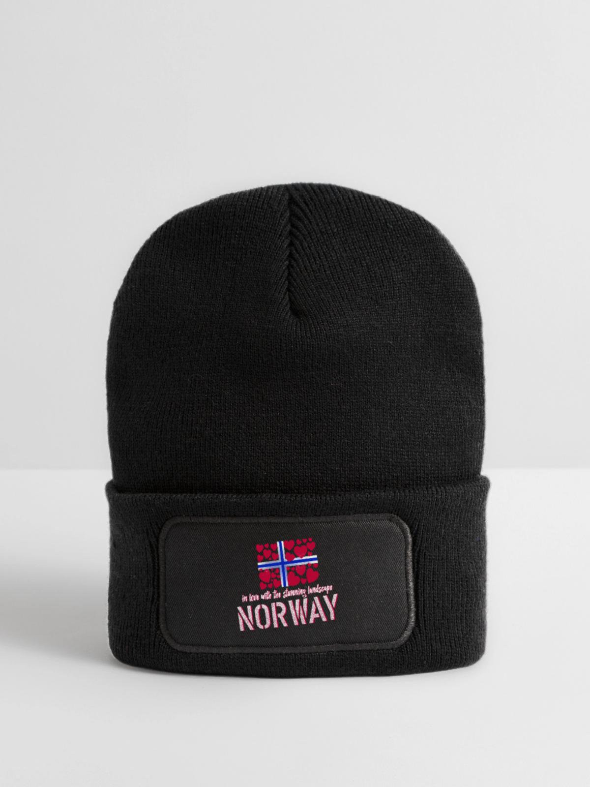 Norwegen norge - Recycelte Patch Beanie - Schwarz - Vorne