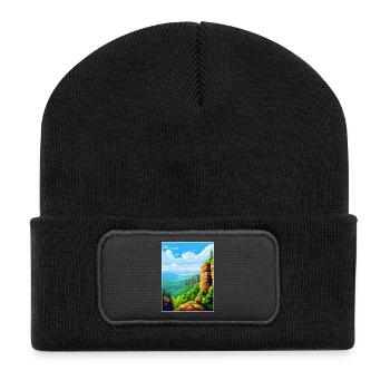 Elbsandsteingebirge Deutschland Reiseplakat WPA - Recycelte Patch Beanie - Schwarz - Vorne