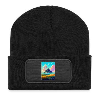 Mont Saint Michel Frankreich Vintage Reiseposter WPA - Recycelte Patch Beanie - Schwarz - Vorne