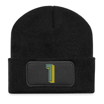 1. 1 JAHR. 1. JAHRESTAG. 1 JAHR GEBURTSTAG - Recycelte Patch Beanie - Schwarz - Vorne