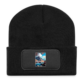 Kalymnos Griechenland Dekoration Vintage Reiseposter - Recycelte Patch Beanie - Schwarz - Vorne