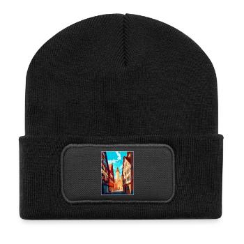Hildesheim Deutschland Vintage Reiseplakat Souvenir - Recycelte Patch Beanie - Schwarz - Vorne