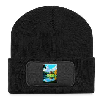 Stourhead Somerset Vintage Reiseposter Souvenir - Recycelte Patch Beanie - Schwarz - Vorne