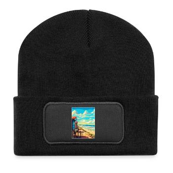 Zandvoort Niederlande Vintage Reiseplakat WPA - Recycelte Patch Beanie - Schwarz - Vorne