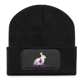 Ostern Frohe Ostern - Recycelte Patch Beanie - Schwarz - Vorne