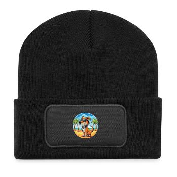 Polnische Jagdhund Hund Rasse Cartoon Sonnenbrille - Recycelte Patch Beanie - Schwarz - Vorne